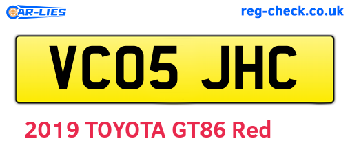 VC05JHC are the vehicle registration plates.