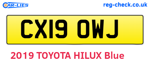 CX19OWJ are the vehicle registration plates.