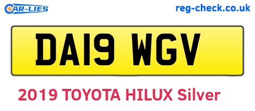 DA19WGV are the vehicle registration plates.