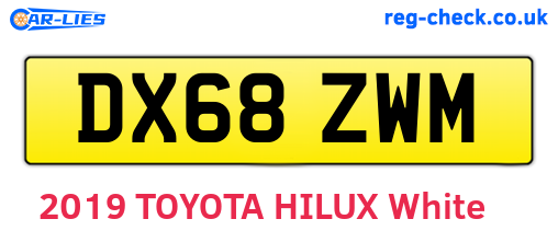 DX68ZWM are the vehicle registration plates.