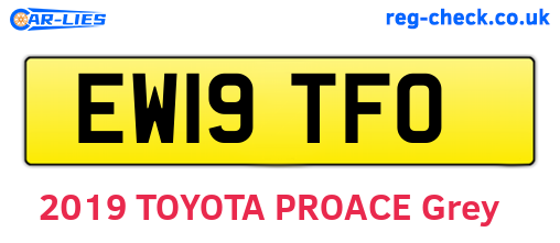 EW19TFO are the vehicle registration plates.
