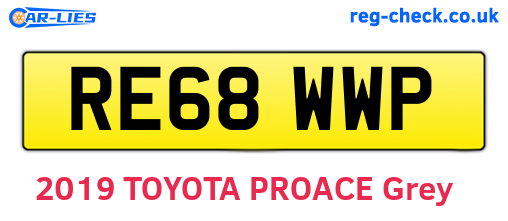 RE68WWP are the vehicle registration plates.
