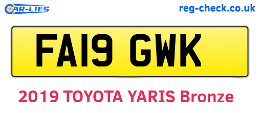 FA19GWK are the vehicle registration plates.