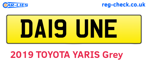 DA19UNE are the vehicle registration plates.