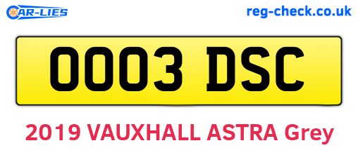 OO03DSC are the vehicle registration plates.