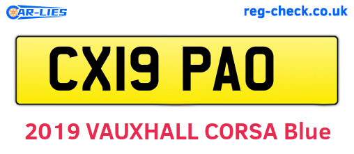 CX19PAO are the vehicle registration plates.