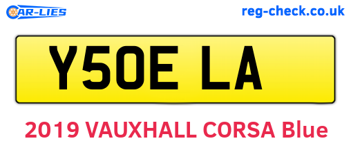 Y50ELA are the vehicle registration plates.