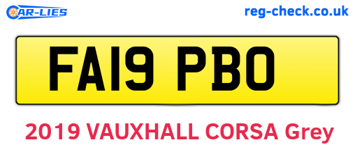 FA19PBO are the vehicle registration plates.
