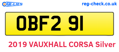 OBF291 are the vehicle registration plates.