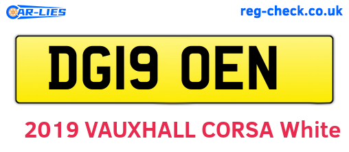 DG19OEN are the vehicle registration plates.
