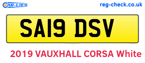 SA19DSV are the vehicle registration plates.
