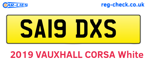 SA19DXS are the vehicle registration plates.