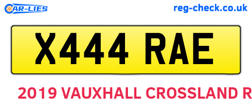 X444RAE are the vehicle registration plates.