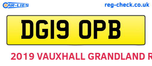 DG19OPB are the vehicle registration plates.