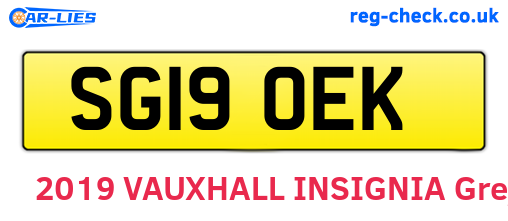 SG19OEK are the vehicle registration plates.