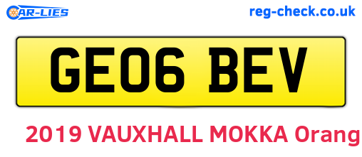 GE06BEV are the vehicle registration plates.