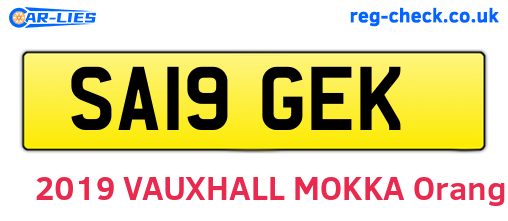 SA19GEK are the vehicle registration plates.