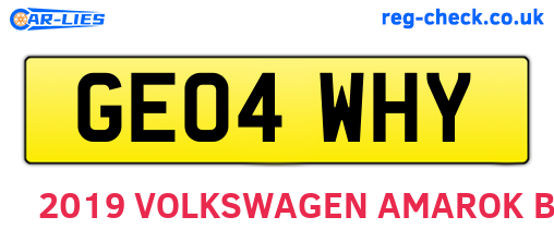 GE04WHY are the vehicle registration plates.