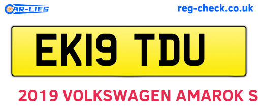 EK19TDU are the vehicle registration plates.