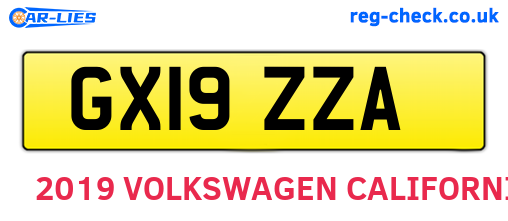 GX19ZZA are the vehicle registration plates.
