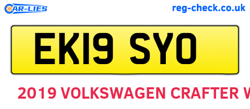 EK19SYO are the vehicle registration plates.