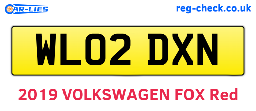 WL02DXN are the vehicle registration plates.