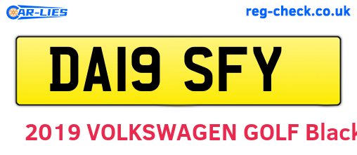 DA19SFY are the vehicle registration plates.