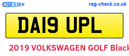 DA19UPL are the vehicle registration plates.
