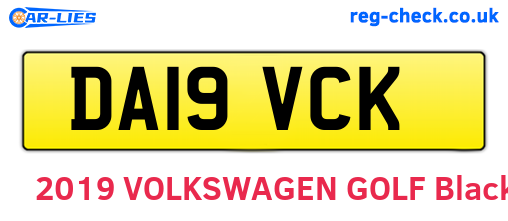 DA19VCK are the vehicle registration plates.