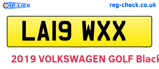 LA19WXX are the vehicle registration plates.