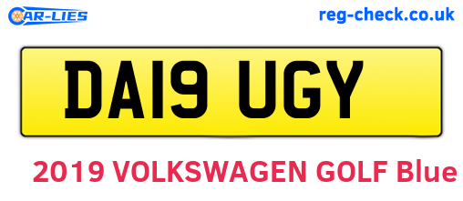 DA19UGY are the vehicle registration plates.