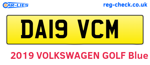DA19VCM are the vehicle registration plates.