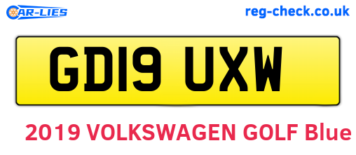 GD19UXW are the vehicle registration plates.
