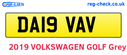 DA19VAV are the vehicle registration plates.