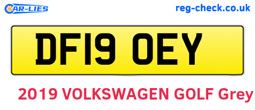 DF19OEY are the vehicle registration plates.