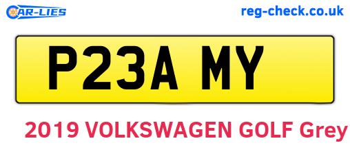 P23AMY are the vehicle registration plates.