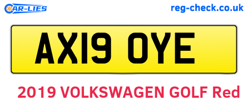 AX19OYE are the vehicle registration plates.