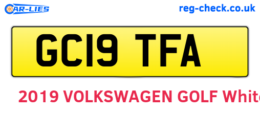 GC19TFA are the vehicle registration plates.