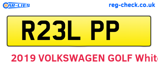 R23LPP are the vehicle registration plates.