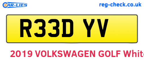 R33DYV are the vehicle registration plates.