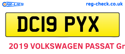 DC19PYX are the vehicle registration plates.