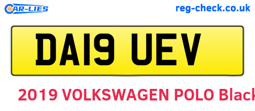 DA19UEV are the vehicle registration plates.