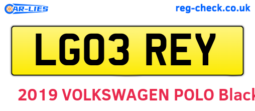 LG03REY are the vehicle registration plates.