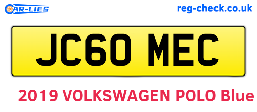 JC60MEC are the vehicle registration plates.