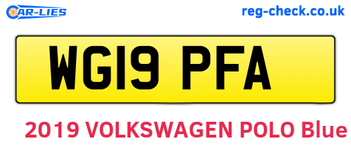 WG19PFA are the vehicle registration plates.