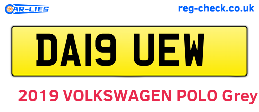 DA19UEW are the vehicle registration plates.