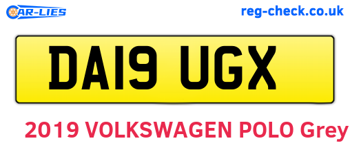 DA19UGX are the vehicle registration plates.
