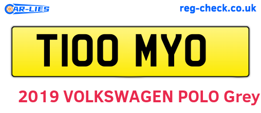 T100MYO are the vehicle registration plates.