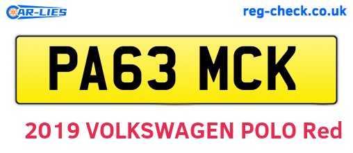PA63MCK are the vehicle registration plates.