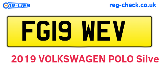 FG19WEV are the vehicle registration plates.